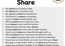 Sentences with Share, Share in a Sentence in English, Sentences For Share
