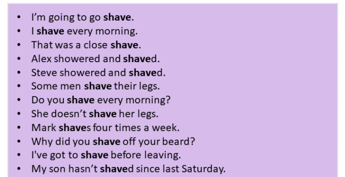 Sentences with Shave, Shave in a Sentence in English, Sentences For Shave
