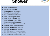 Sentences with Shower, Shower in a Sentence in English, Sentences For Shower