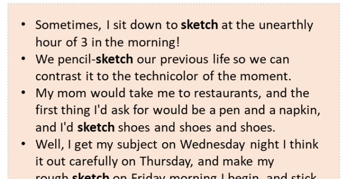 Sentences with Sketch, Sketch in a Sentence in English, Sentences For Sketch