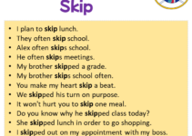 Sentences with Skip, Skip in a Sentence in English, Sentences For Skip