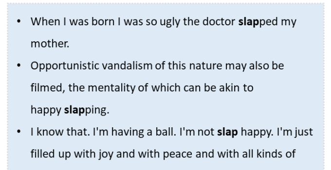 Sentences with Slap, Slap in a Sentence in English, Sentences For Slap