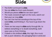 Sentences with Slide, Slide in a Sentence in English, Sentences For Slide