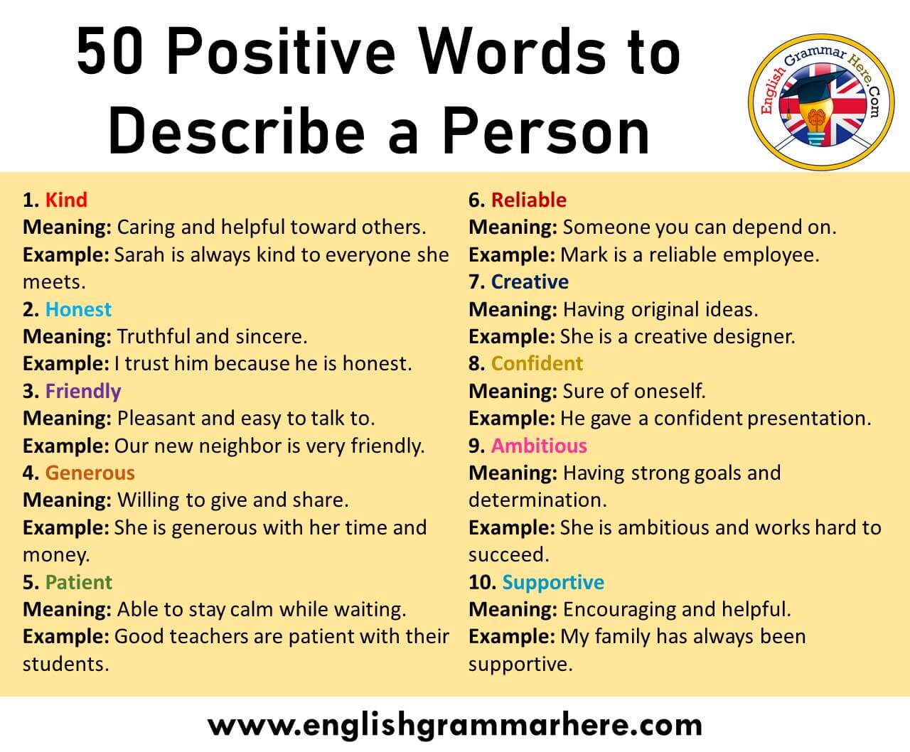 50 Positive Words to Describe a Person